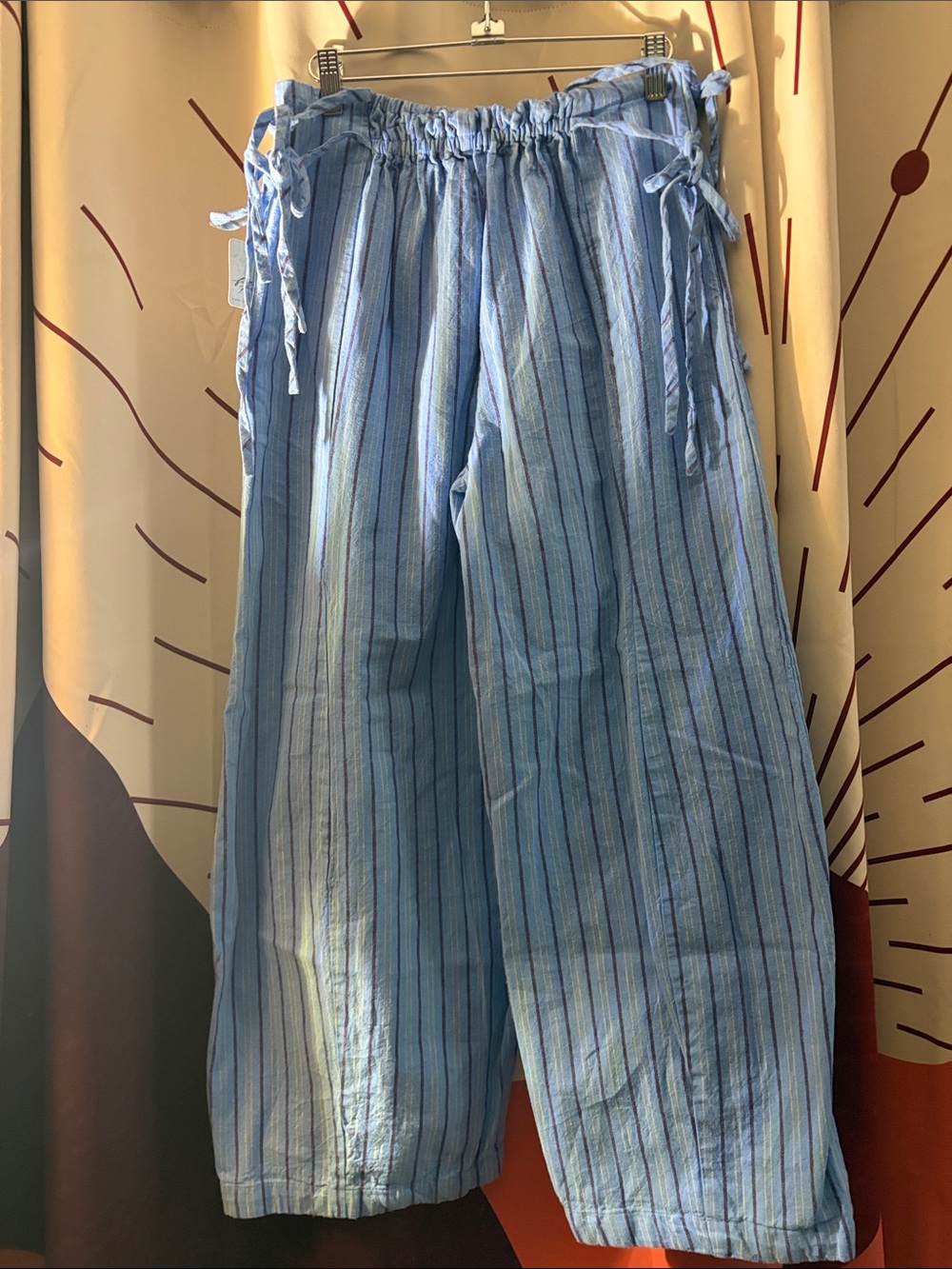 Free People Sun Dazed Light Blue Striped Pull-On Pants